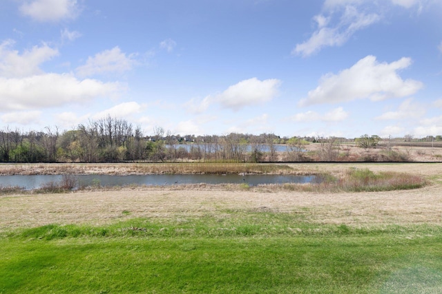view of yard with a water view