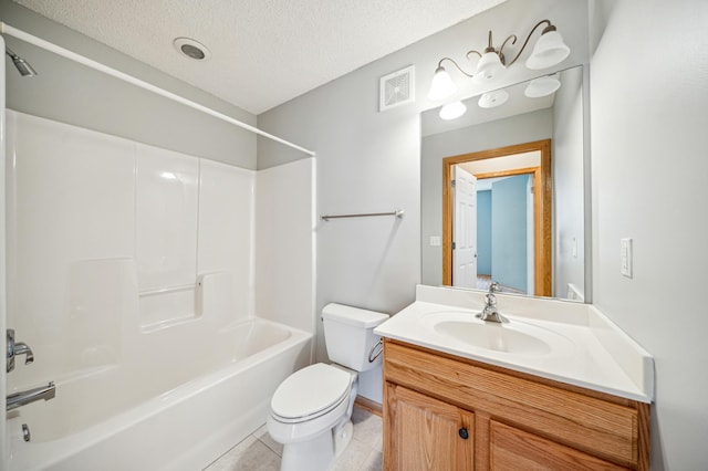 620 Wesley Commons Dr Unit 22, Golden Valley, MN 55427 - full bath with toilet, shower / tub combination, vanity, a textured ceiling, and tile patterned flooring