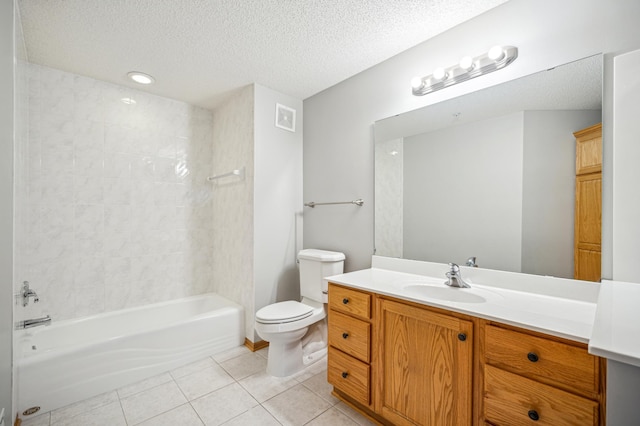 620 Wesley Commons Dr Unit 22, Golden Valley, MN 55427 - full bath featuring vanity, toilet, tile patterned floors, a textured ceiling, and shower / washtub combination