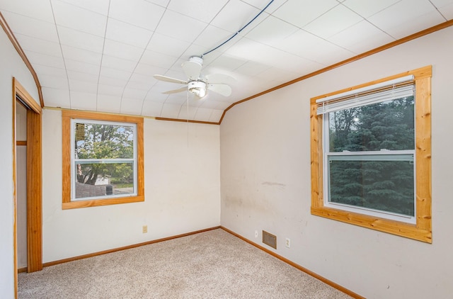 5870 Lynwood Blvd, Mound, MN 55364 - carpeted empty room with ceiling fan and crown molding