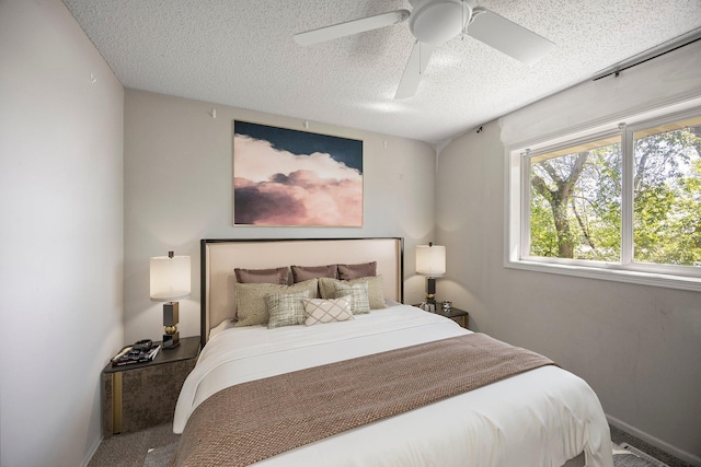 426 Dillon Ave N, Montrose, MN 55363 - bedroom with a textured ceiling, ceiling fan, carpet, and baseboards