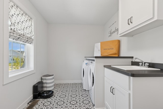 10859 23rd St NE, Saint Michael, MN 55376 - washroom with independent washer and dryer, cabinet space, and baseboards