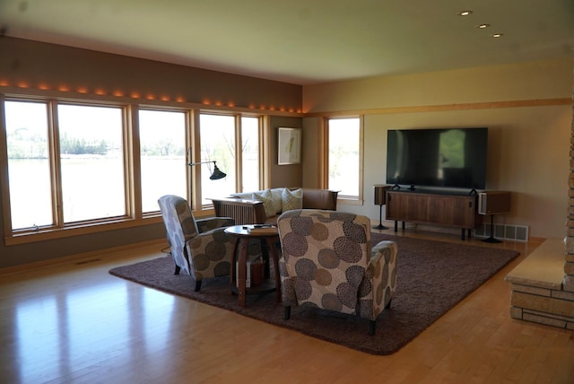 living area with wood finished floors