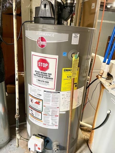 utility room featuring gas water heater