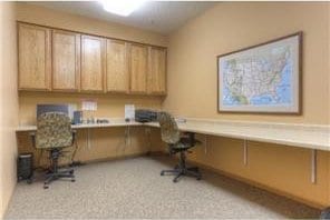 home office with built in desk