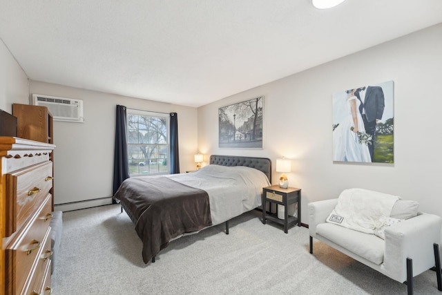 4654 Cedar Lake Rd S Unit 6, Saint Louis Park, MN 55416 - bedroom featuring an AC wall unit, carpet flooring, and a baseboard radiator