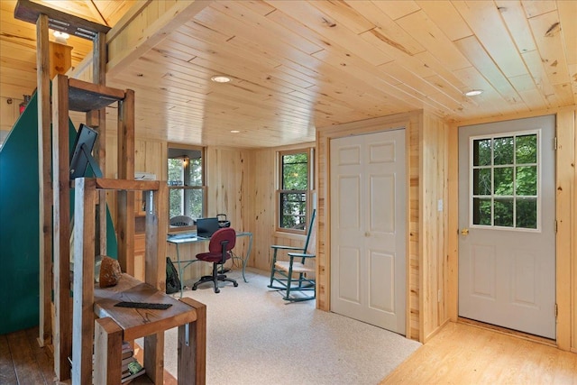 95536 Pine Is, Greenwood Twp, MN 55790 - office area with wooden ceiling and wooden walls