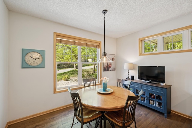 17300 Tilia Rdg, Eden Prairie, MN 55347 - dining area with dark wood-type flooring, baseboards, and a textured ceiling