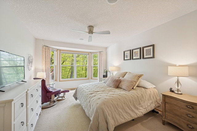 17300 Tilia Rdg, Eden Prairie, MN 55347 - carpeted bedroom with a textured ceiling and a ceiling fan
