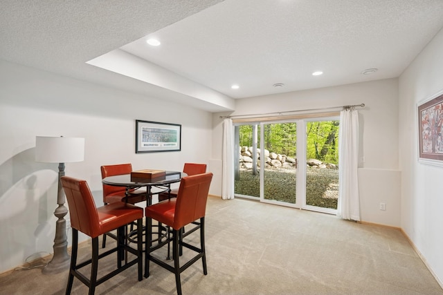17300 Tilia Rdg, Eden Prairie, MN 55347 - dining space with carpet floors, recessed lighting, a textured ceiling, and baseboards