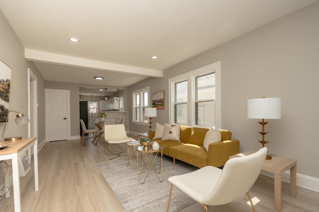 1634 Upton Ave N, Minneapolis, MN 55411 - living area with baseboards, light wood-style flooring, and recessed lighting