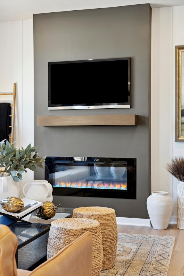 12514 Erskin St NE, Blaine, MN 55449 - room details featuring wood finished floors and a glass covered fireplace