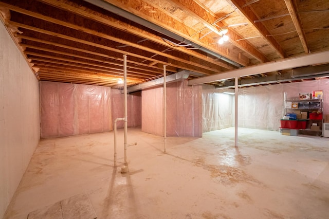 view of unfinished basement