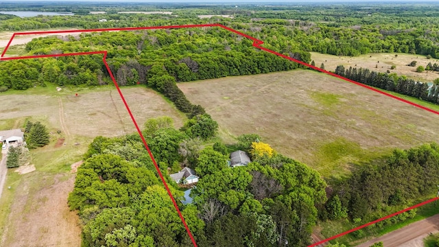 25431 Larch St NW, Isanti, MN 55040 - aerial view of sparsely populated area featuring property boundaries highlighted