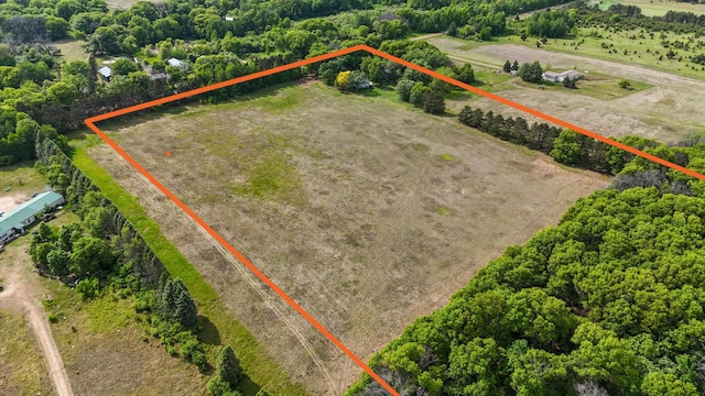 25431 Larch St NW, Isanti, MN 55040 - overview of rural landscape with property boundaries highlighted