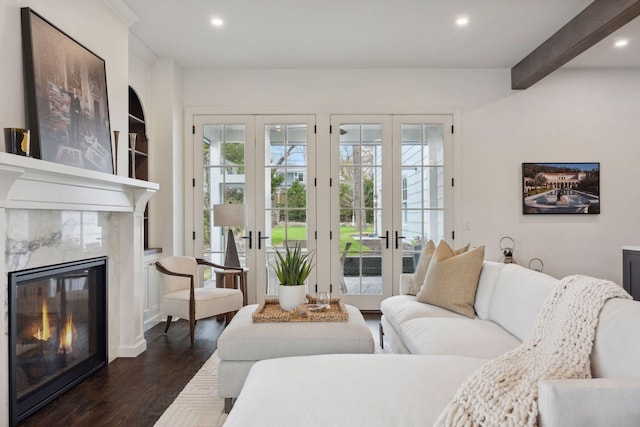 4717 Meadow Rd, Edina, MN 55424 - living area with french doors, recessed lighting, plenty of natural light, and dark wood-style floors
