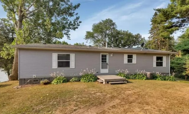 20361 Rolling Acres Dr, Eden Lake Twp, MN 56368 - rear view of house with a yard and a deck