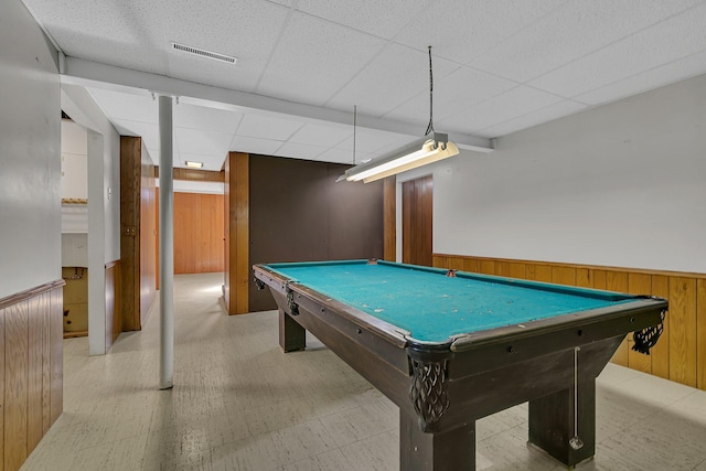 420 6th Ave N, Cold Spring, MN 56320 - game room featuring tile patterned floors, wooden walls, visible vents, and wainscoting