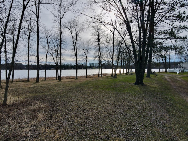 view of yard with a water view