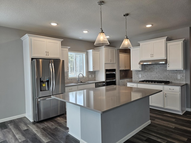 17121 61st St NE, Otsego, MN 55330 - kitchen featuring a sink, white cabinets, stainless steel appliances, and dark wood-style floors