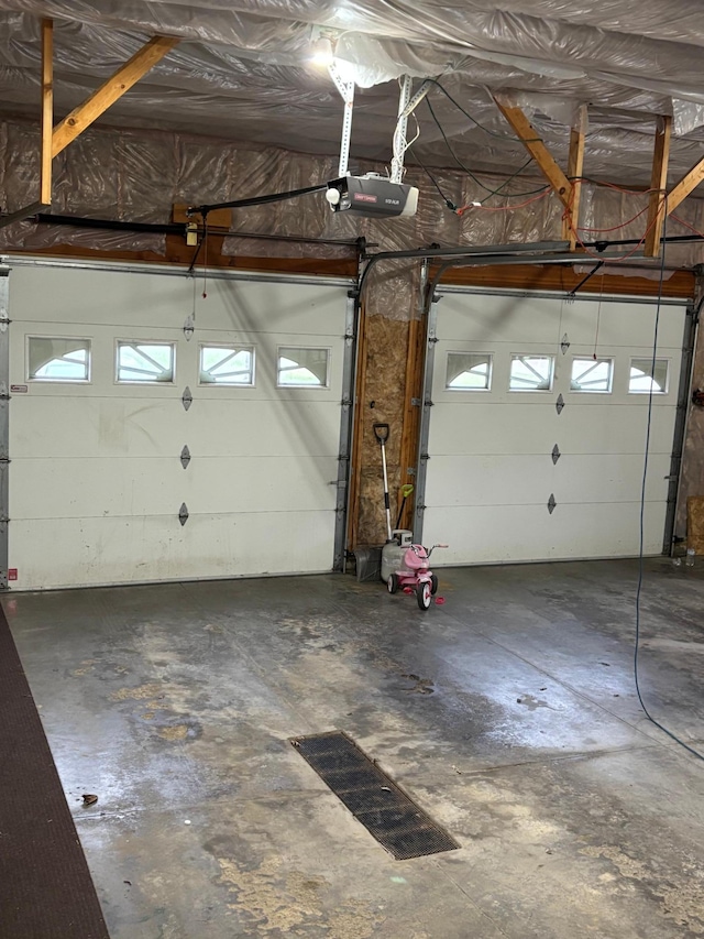 garage with a garage door opener