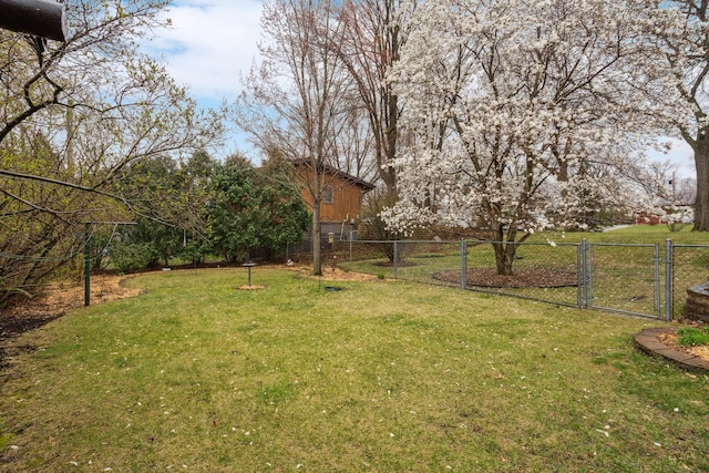 view of yard with fence and a gate