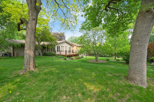 3293 Rice Creek Ter, New Brighton, MN 55112 - view of green lawn with a deck