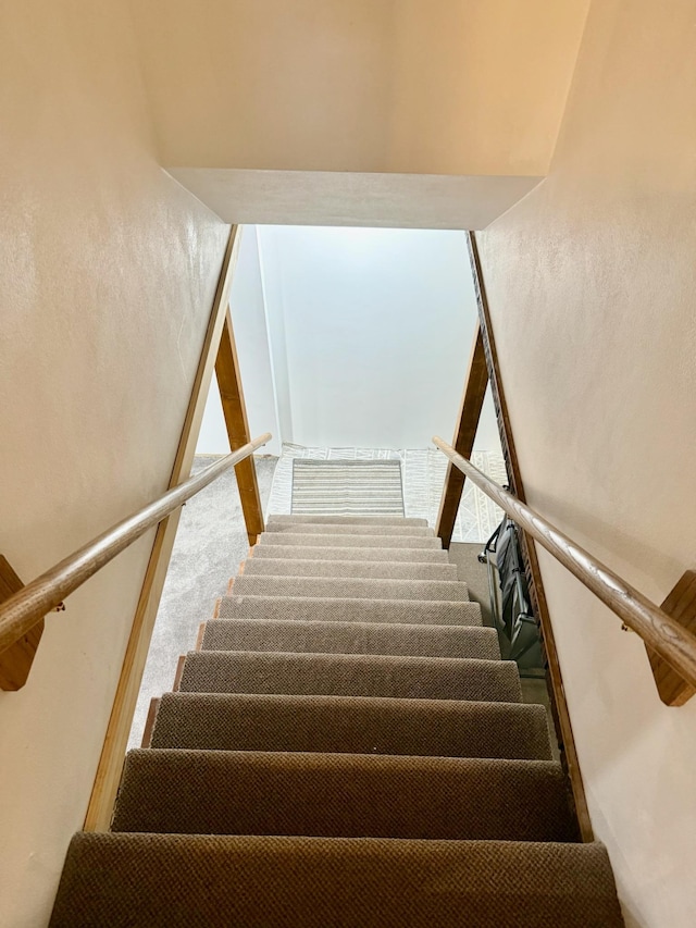 715 Crest Ln, Ellsworth, WI 54011 - staircase with carpet flooring