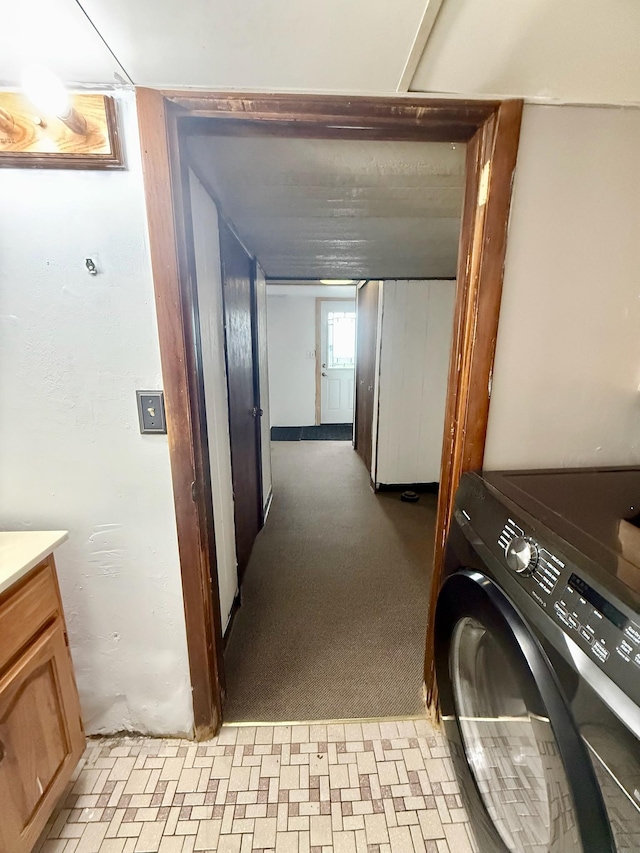 715 Crest Ln, Ellsworth, WI 54011 - laundry area with washer / clothes dryer and light flooring