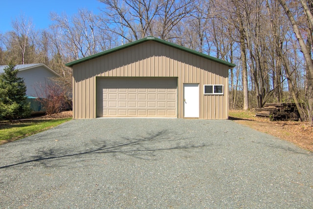 view of detached garage