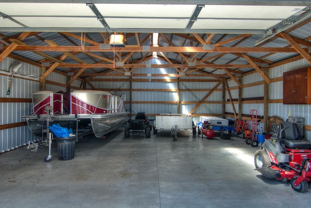 garage featuring metal wall