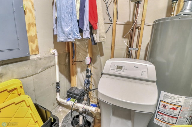 utilities with water heater and electric panel