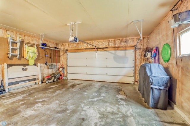 garage with a garage door opener