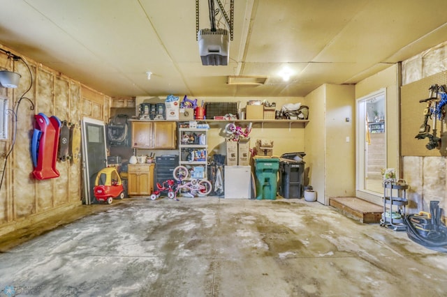 garage with a garage door opener