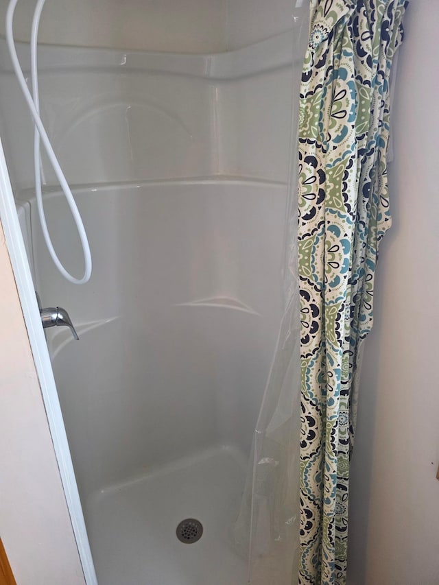 bathroom featuring a shower with shower curtain