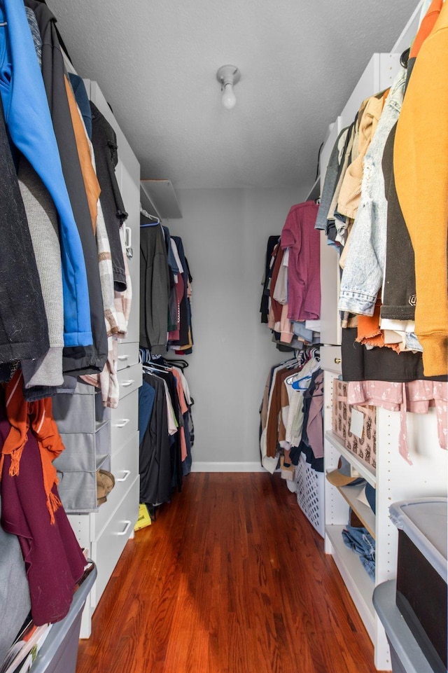 spacious closet with wood finished floors