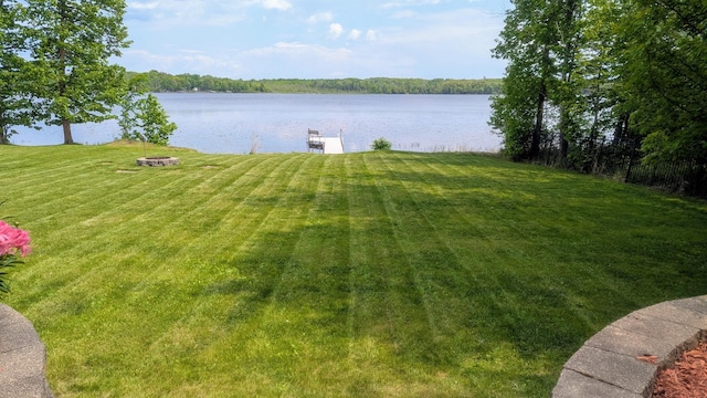 63626 Hannu Ln, Finlayson, MN 55735 - view of grassy yard featuring a water view and a boat dock