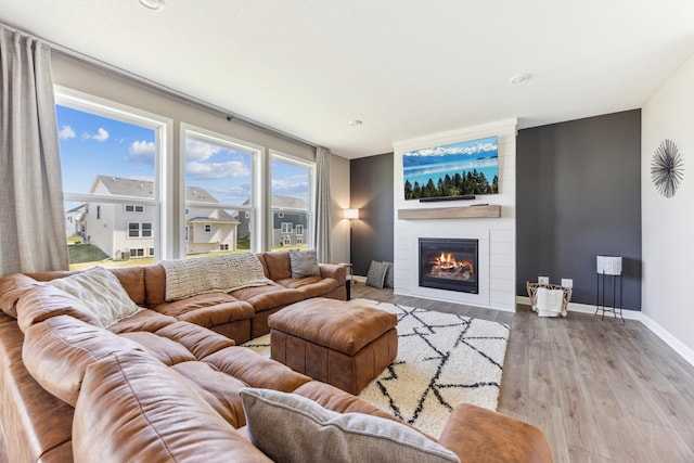 2133 Johanna Cir, Lino Lakes, MN 55038 - living area with a fireplace, baseboards, and wood finished floors