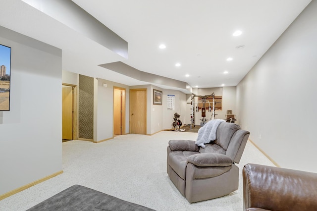 562 Hillside Dr, Prescott, WI 54021 - living area featuring recessed lighting, carpet flooring, and baseboards