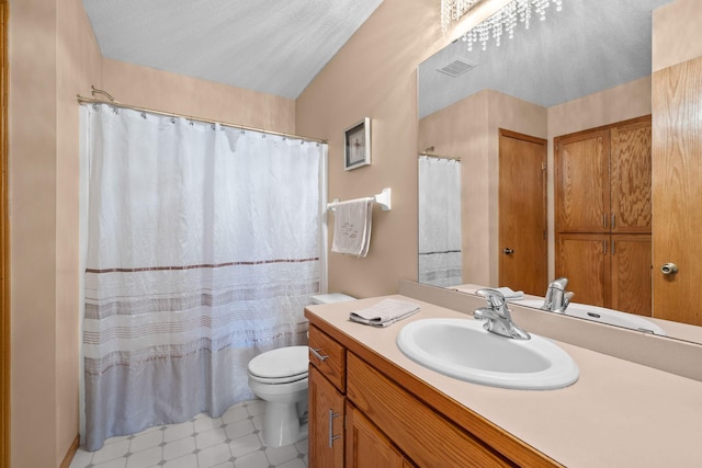 26294 3rd St W, Zimmerman, MN 55398 - full bath with curtained shower, visible vents, toilet, tile patterned floors, and vanity