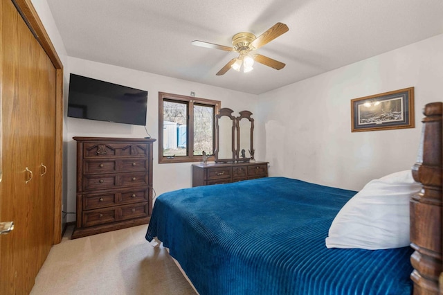 34470 Spruce Ln, Pequot Lakes, MN 56472 - bedroom featuring light carpet and a ceiling fan