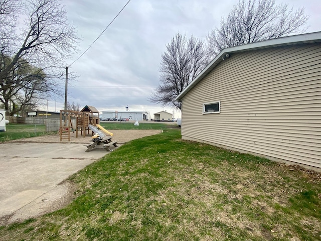 view of yard with a playground