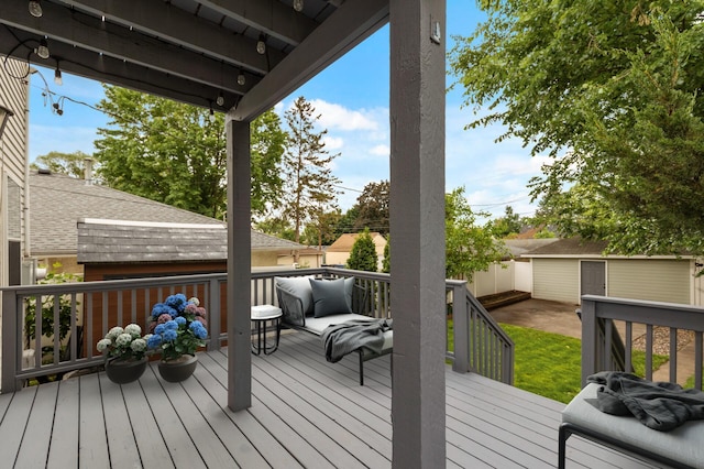 6049 Wentworth Ave, Minneapolis, MN 55419 - wooden terrace featuring an outdoor structure