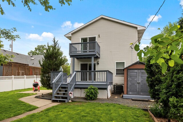 6049 Wentworth Ave, Minneapolis, MN 55419 - back of house featuring a storage unit, a balcony, and a deck
