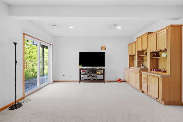 15601 Lilac Dr, Eden Prairie, MN 55347 - living room featuring light colored carpet, baseboards, and recessed lighting