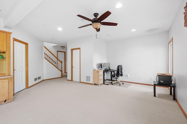 15601 Lilac Dr, Eden Prairie, MN 55347 - unfurnished office featuring light colored carpet, recessed lighting, ceiling fan, and baseboards