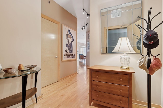 401 2nd St Unit 202, Minneapolis, MN 55401 - hall with rail lighting, light wood-type flooring, and baseboards