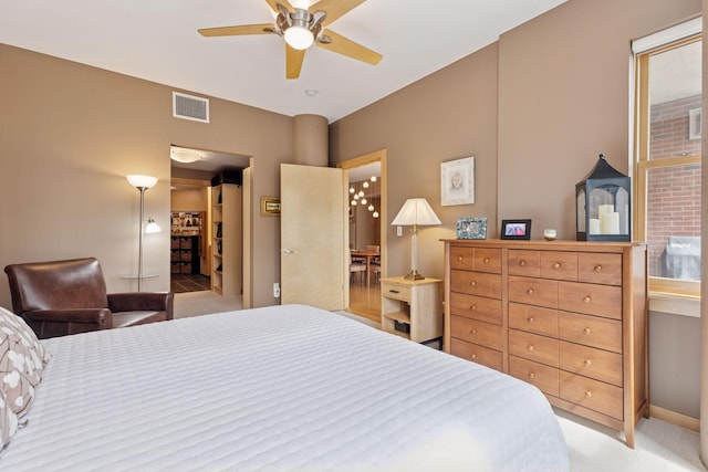 401 2nd St Unit 202, Minneapolis, MN 55401 - bedroom featuring baseboards, visible vents, a ceiling fan, and carpet