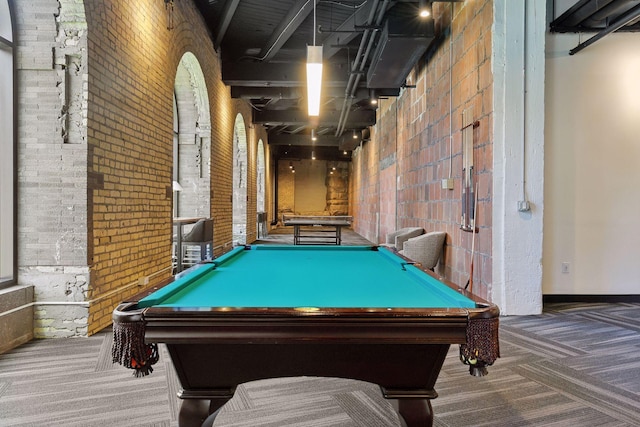 401 2nd St Unit 202, Minneapolis, MN 55401 - rec room with brick wall, billiards, and carpet