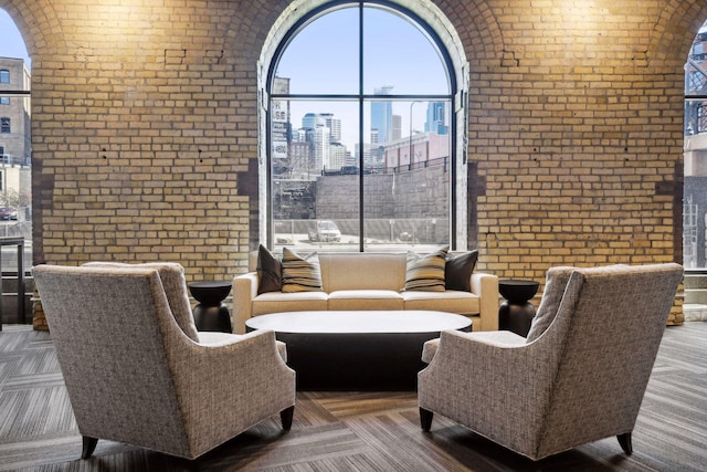 401 2nd St Unit 202, Minneapolis, MN 55401 - interior space with a view of city, plenty of natural light, and brick wall